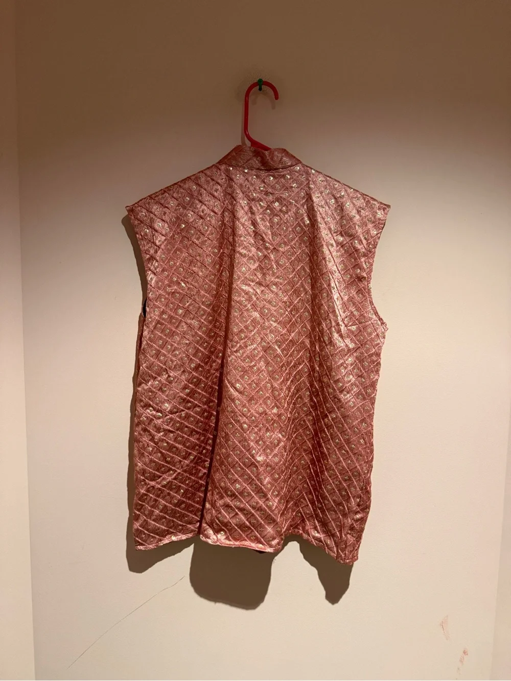 Vintage pink velvet plush vest top
